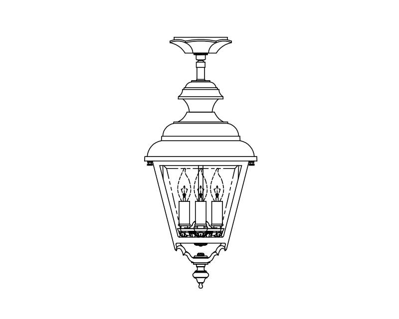 Plymouth, Medium, aluminum, Ceiling Mount, Clear glass, (1) 60W INC, 120V